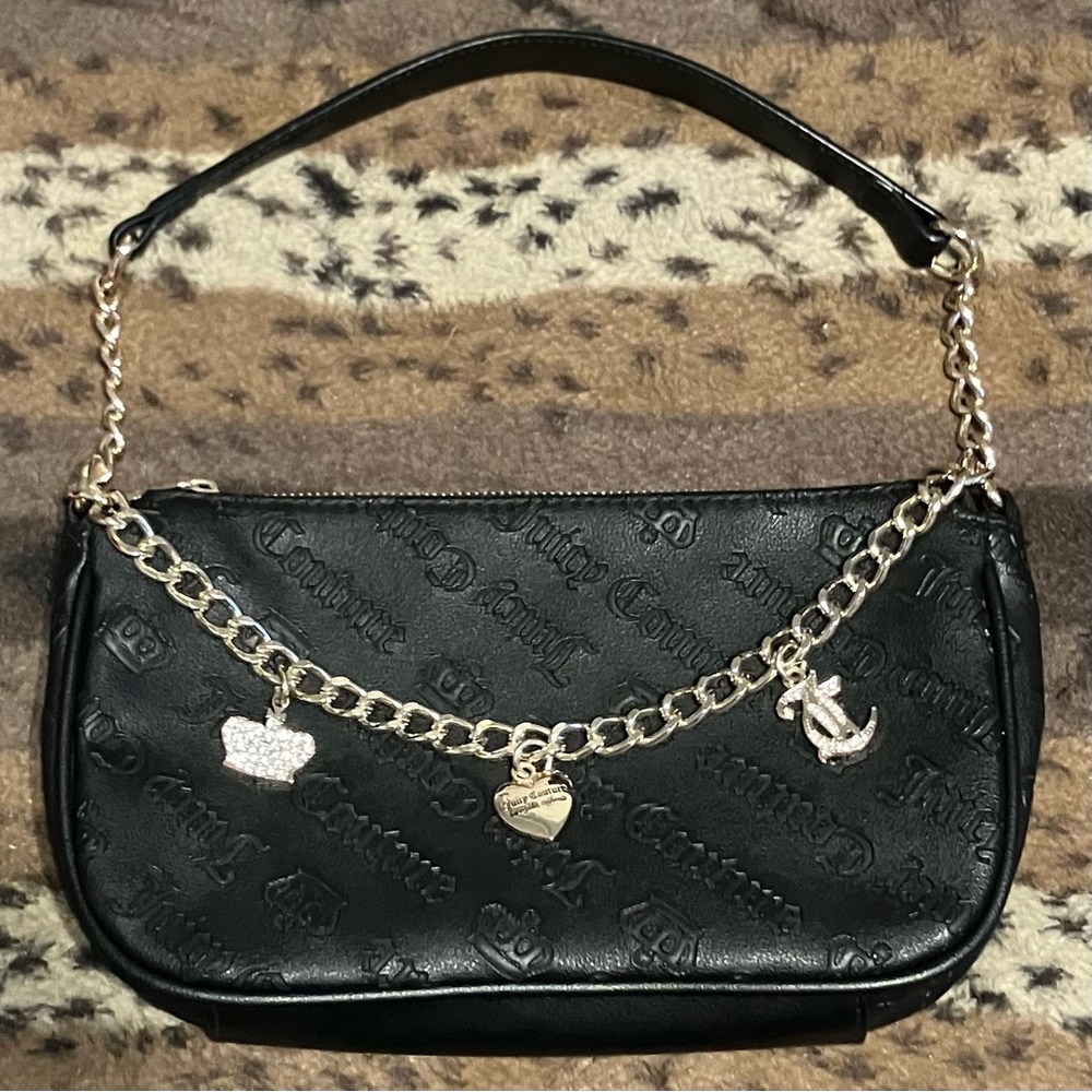 Juicy Couture Black Shoulder Bag with Gold Chain